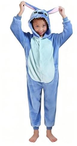 Auspicious beginning Stitch Pyjama pour enfants - Costume d'animal - Combinaison de nuit - Kigurumi, bleu, 125(Height 138-148CM)