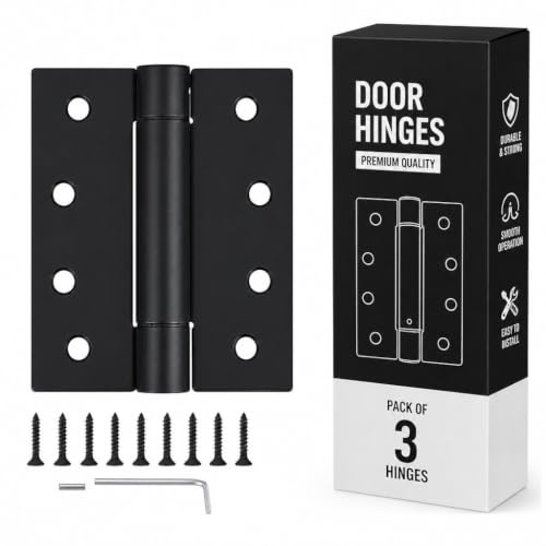 Stylever 3 Pack Black 4x4 Residential Door Hinges