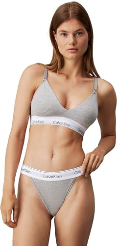 Calvin Klein Tanga Femme High Leg Élasthanne, Gris (Grey Heather), XS