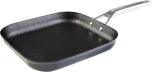 WECOOK! Ecosteel Grill Asador Inducción 26 cm, Antiadherente QUANTANIUM Ecológico sin PFOA, Aluminio Forjado, 4,2 mm de Espesor, Mango de Acero, Apta Todas las Cocinas Vitrocerámica, Gas, Horno