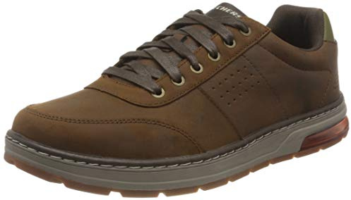 Skechers Men's EVENSTON Sneaker, Dark Brown Leather , 8 UK medium