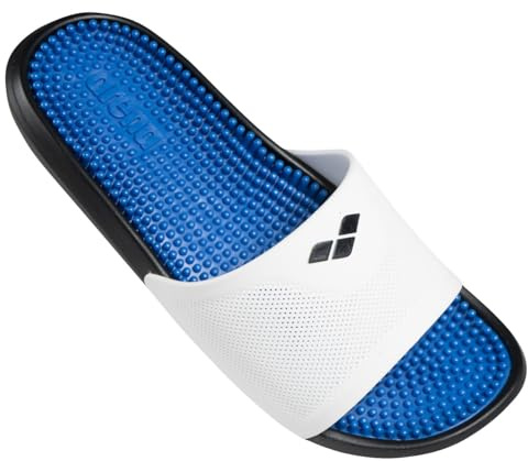 ARENA Marco Claquettes Piscine Unisexe pour Femme et Homme, Sansales Plage et Piscine Confortables avec Semelle Douce Massante et Bonne Adhérence sur Sols Humides