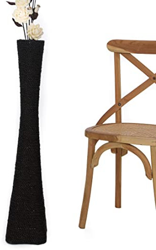 Leewadee Grand Vase à Poser au Sol - Vase à Poser au Sol pour Branches décoratives, Vase Haut Design Forme cheminée, 90 cm, Noir