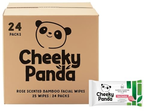 The Cheeky Panda Salviette Struccanti Profumate alla Rosa Vegano | 600 Pezzi | Fatto al 100% di bambù sostenibile | Formula e ingredienti naturali