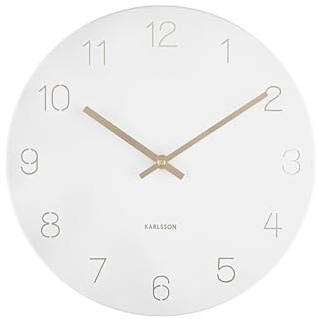 Karlsson [DL] Wall Clock Charm Engraved Numbers small White D. 30cm, H.3,5cm, Excl. 1AA, des. Shaelynn Bouman -