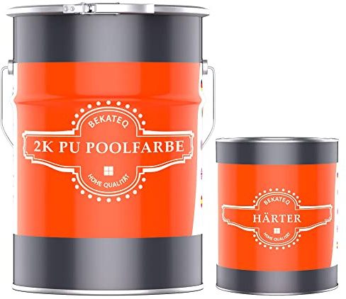 BEKATEQ 2K PU Poolfarbe 5 kg, Achatgrau I Glänzende Schwimmbadfarbe für Poolbecken aus GFK, Polyester, Beton, Stahl, Fliesen I Lack auf PU-Harz Basis, Schwimmbeckenfarbe, Poolbeschichtung LS-405