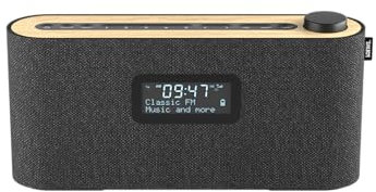 Loewe Radio.Frequency, Radio Dab+, Son de 28 Watts, écran LCD, 14 Heures de Lecture, Bois, Tissu, Radio, Longue durée de Batterie, Utilisation conviviale.