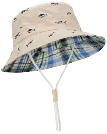 Durio Baby Sun Hat Wide Brim Infant Bucket Hats for Boys Beige 3-6 Months