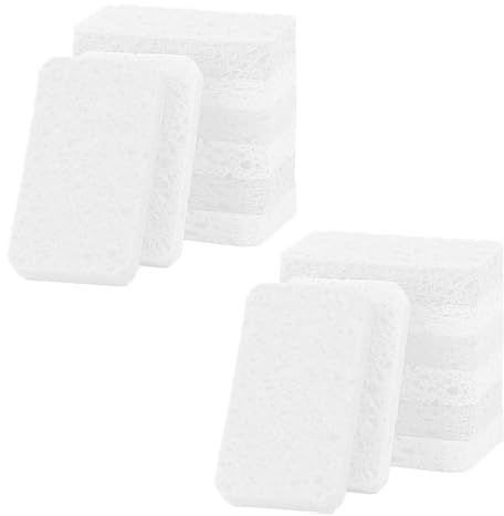 12 - Pack Non-Scratch Scrub Sponges - Sponges for Dishes and Washing Dishes, Cleaning Sponges for Kitchen Home Bathroom Cars, Funny Cut-Outs DIY for Kids (White)