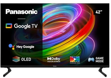 Panasonic TX-42MZ700E, 42 Pouces 4K Smart 2023 TV Ultra HD OLED, High Dynamic Range (HDR), Dolby Atmos et Dolby Vision, Android TV, Google Assistant, Chromecast, Socle 2 Pieds, Télécommande, Noir