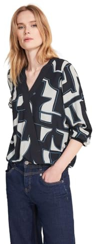 Street One Blouse Enveloppante Imprimée T-Shirt, Bleu Foncé, 38 Femme