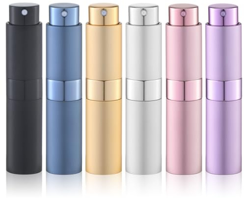 Lulupack 8ml Portátil Recargable Perfume Atomizador, Viaje Pulverizador,Agua Colonia Dispensador,Botella Spray(6pcs, Multicolor-3)