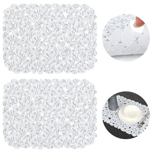 Nuscen Spülbeckeneinlage Abtropfmatte für Küchenspüle 2Stück Spülbeckenmatten aus Kunststoff,30 x 40 cm schnell abtropfende Abtropfmatten, PVC-Spülbeckenmatte, Schutz für Spülbecken (Weiß)
