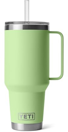 YETI Rambler 42 oz Tumbler with Handle and Straw Lid, Travel Mug Water Tumbler, Vacuum Insulated Cup with Handle, Stainless Steel, Key Lime