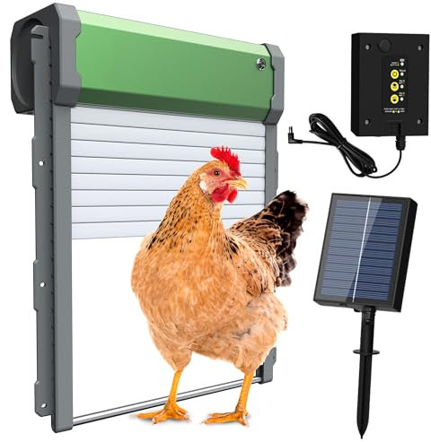Hühnerklappe Automatisch Solar Batterie Groß: Automatische Hühnerklappe Upgrade-Größe - FOFNON Elektrische Hühnerklappe mit Timer und Lichtsensor - Intelligente Einklemmschutzfunktion (IP65)