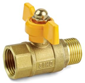 DIYCUT Válvula de Bola 1/2 Latón, Válvula de Mariposa 1/2, Llave de Paso agua, Rosca Interior y Exterior, con Palanca Mariposa Amarilla, para Sistemas de Aire, Gas Natural, Agua Potable