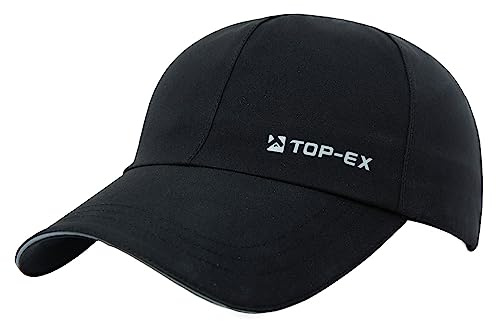 TOP-EX TOPEX wasserdichte Baseball Cap Herren Running Sommer Kappe Sonnenhut Basecap Sports Golf Cap Tennis Laufkappe UV-Schutz M/L Schwarz