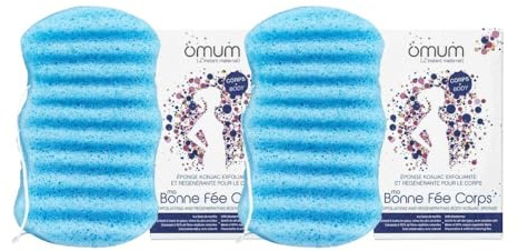 OMUM - Ma Bonne Fée Corps - Eponge Konjac Corps - Exfoliante et purifiante - Vegan - 100% fibres naturelles, compostable et bio-dégradable