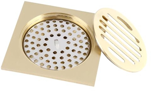 Wakects Drenaje de Ducha Cuadrada de Latón, Rejilla para el Piso de Baño de 12x12 Pulgadas con Cubierta del Colador Extraíble, Accesorio de Drenaje del Baño para el Hogar