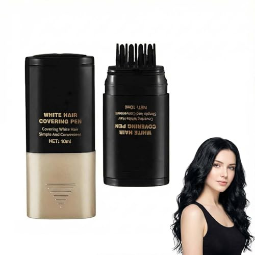 Instant Root Touch Up Hair Dye Pen – Waterproof Sweat-Proof Grey Hair Concealer Stick with Built-in Comb, Natural Black Brown Temporary Root Cover Up, Quick-Drying (Natural Black)