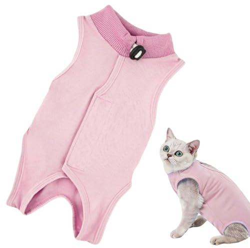 ZZHBOO 1 Body Post Operatorio Gatto, Body Gatto Post Operatorio Sterilizzazione, Tuta Medica Traspirante, Impedire Leccare Ferite, Vestito Chirurgico per Recupero Gatti, Rosa