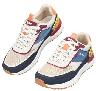 JOMIX Sneakers Uomo Retro Scarpe Sportive Casual con Suola Ammortizzata Scarpe da Ginnastica Traspiranti per Città, Tempo e Libero MOS260469 (Beige, 45)
