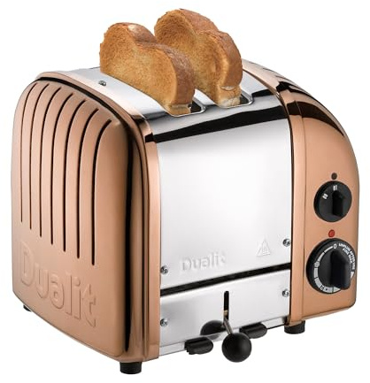 Dualit Classic NewGen Toaster mit 2 Scheiben – Edelstahl – handgefertigt in Großbritannien – austauschbare ProHeat Elemente – Auftauen von Brot – mechanischer Timer – klassischer Kupfer-Toaster