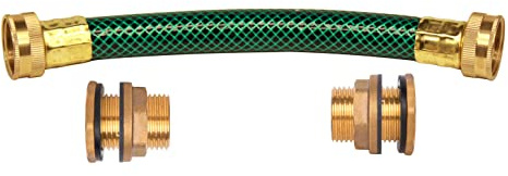RAINPAL RBL020 Rain Barrel Linking Kit (Two Brass Bulkhead Fitting and One 8 inch 3/4 I.D. hose)