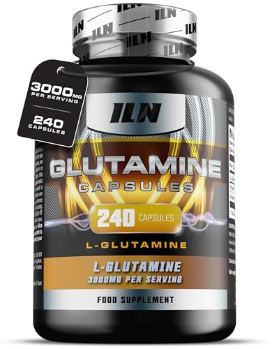 ILN - L Glutamine Capsules - 3000mg per Serving - 240 Vegetarian Capsules - L-Glutamine Nutritional Supplements (40 Servings)