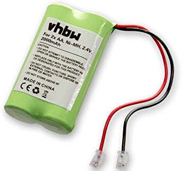 vhbw Batteria pacco di 2x AA Mignon per diversi dispositivi (2000mAh, 2,4V, NiMH)