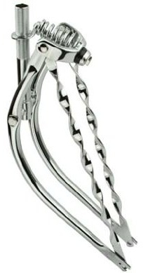 Lowrider Chrome 26 Bike Bent Spring Fork 1 with Twisted Bars. for 26 Bikes, Bicycles. Bike Part for Cruiser, BMX, Trike, Bicycle Parts
