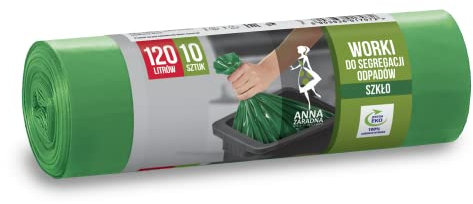 ANNA ZARADNA ST-AZ-017072 - Sacchetti per la spazzatura per imballare e smistare i rifiuti di vetro, resistenti agli strappi, 120 l, confezione da 10, sacchetti per la spazzatura per la casa e