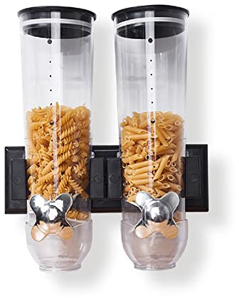 WOQLIBE Müslidispenser, väggmontering flingor dispenser dubbel torr mat dispenser köksdispenser för müsli flingor godis