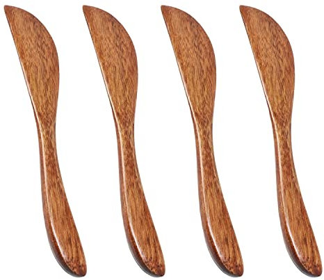 Honbay 4PCS Wooden Butter Knife Jelly Cheese Spreaders Sandwich Spreaders Condiment Spreaders Mini Spatulas for Kitchen