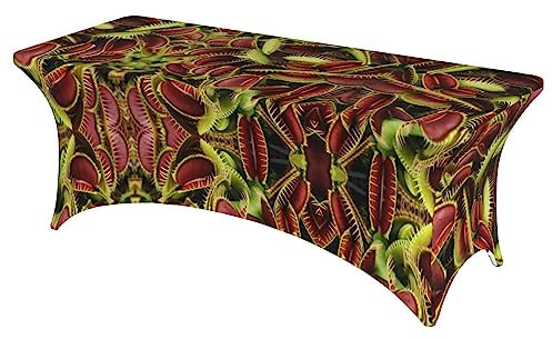 ASEELO Nappe rectangulaire 183 x 76 cm - Motif plante carnivore - Facile à nettoyer - Pour salle à manger, table à thé et intérieur ou extérieur