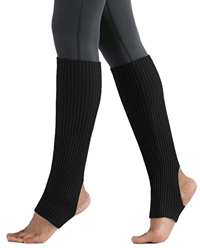 HUIOP Calze da donna con tacco aperto, leggings alti, maglia a costine per yoga, danza balletto, relax