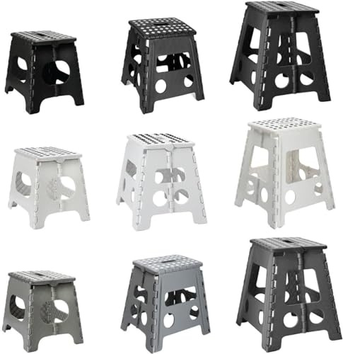 Foldable Step Stool Heavy Duty Multipurpose Portable Antislip Folding Grip Kid Home Bathroom Indoor Outdoor150KG (White, Extra Large 45cm)