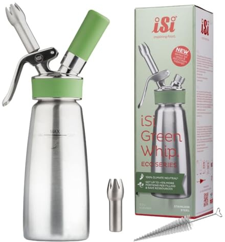 iSi Eco Series Green Whipper 1L -for Dairy and Vegan Whipping Cream, Foams and Toppings. 2 Year Guarantee. Valid When Used with an iSi Charger.
