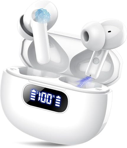 Bluetooth Kopfhörer, In Ear Kopfhörer Kabellos Bluetooth 5.3 mit 4 ENC Noise Cancelling Mic, 2024 Neue Kopfhörer Kabellos LED Anzeige, 48Std Earbuds, HiFi Stereo IP7 Wasserdicht Ohrhörer für Arbeit