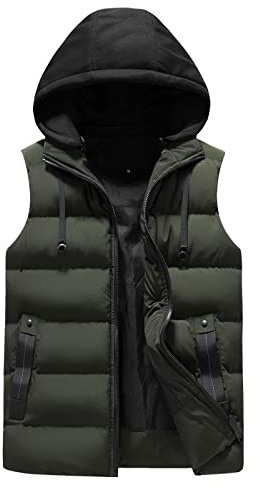 Générique Doudoune Sans Manches Homme Zippé Gilet à Capuche Puffer Body Warmer Homme Hiver Veste Sans Manches Chaud Épaisse Manteau Doublée Blouson Avec Poches Légère Parka Matelassée Casual Chic