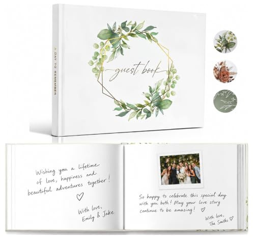 WeddingGiftsWedding Wedding Guest Book for Wedding Reception | Elegant Polaroid Guestbook for Baby Shower,Birthday and Special Events,Guest Sign-in Book (Floral)