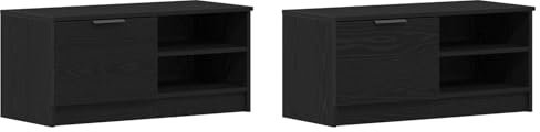 vidaXL Mobile TV 2 PCS Rovere Nero 80 x 35 x 36,5 cm Legno Multistrato, Arredo Living, Console Chic per Intrattenimento, Mobile Moderno, Stand TV Elegante, Cabina Media Minimalista