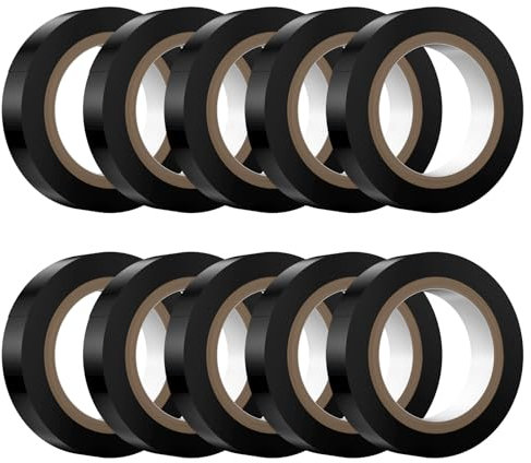 Dorglix 10 rotoli Nastro Isolante Nero, Nastro Autoagglomerante Impermeabile, per Attività e Riparazioni Domestiche di Fai Da Te, Elettriche, Automobilistiche e di Attrezzature, 16MM X15M