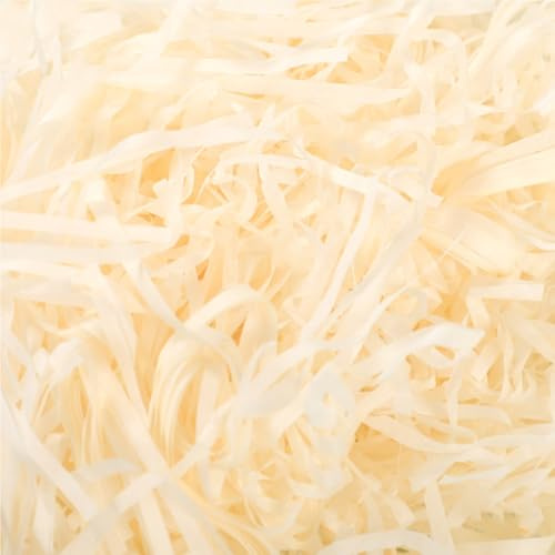 Naisfei 100 g Filling Material Gift, Easter Nest Filling, Shredded Paper, Paper Chips for Easter Decoration, Basket Filling and Gift Wrapping (Champagne Colour)