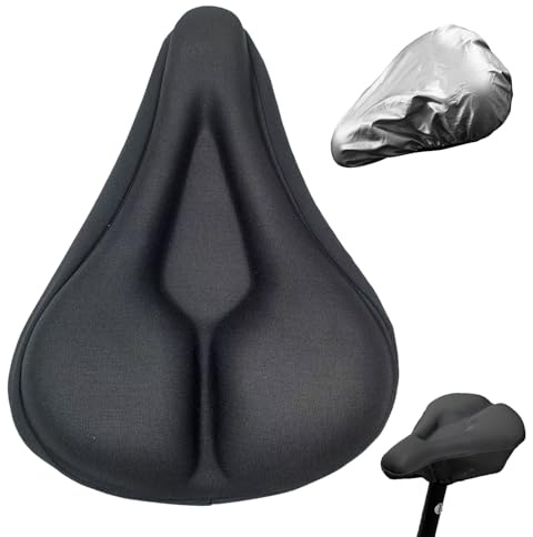 Embhlitfe Bike Seat Cushion With Waterproof Cover,Gel Padded Bike Seat Cover for Men Women Comfort,Extra Soft Bicycle Saddle Cushion for Indoor and Outdoor