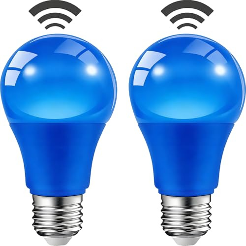 Vanpus 2 Stück E27 LED Glühbirne Mit Bewegungsmelder, Warmweiss Filament 2700K 9W Lichtsteuerung Radarlampe ‌Automatische Erkennung: Licht ein-/ausschalten Blau
