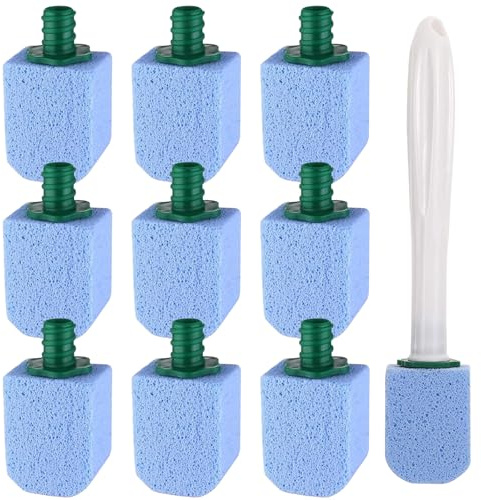 KEAGAN 10PCS Pumice Stone Toilet Bowl Cleaner with Extra Long Handle, Pumice Cleaning Stone, Replaceable Toilet Bowl Cleaner Toilet Brush, Cleaning Stones for Limescale Deposits Kitche (Blue)