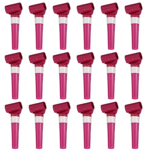sourcing map 20 sopladores de plástico coloridos para hacer ruido, recuerdos de fiesta para fiestas de cumpleaños, vacaciones, Navidad, Año Nuevo, regalos de regalo, color rojo rosa
