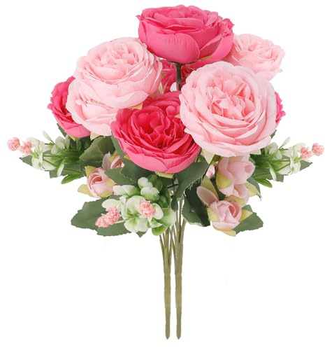 CFifHtOL 2 Ramo de Flores Artificiales Decoracion,Rosa de Seda Realistas Flores Secas Decoracion para Bodas,Hogar,Hotel,Decoración de Fiestas,Centros de Mesa