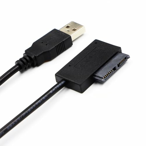 Hsupez USB till SATA-kabel, slimline SATA II 13 stift, 7 6 stift, USB 2.0, 35 cm, slimline SATA-kabeladapter, för CD/DVD-ROM-enhet, bärbar dator, SSD och HDD